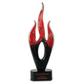 Red/Black Flame Art Glass on Black Base